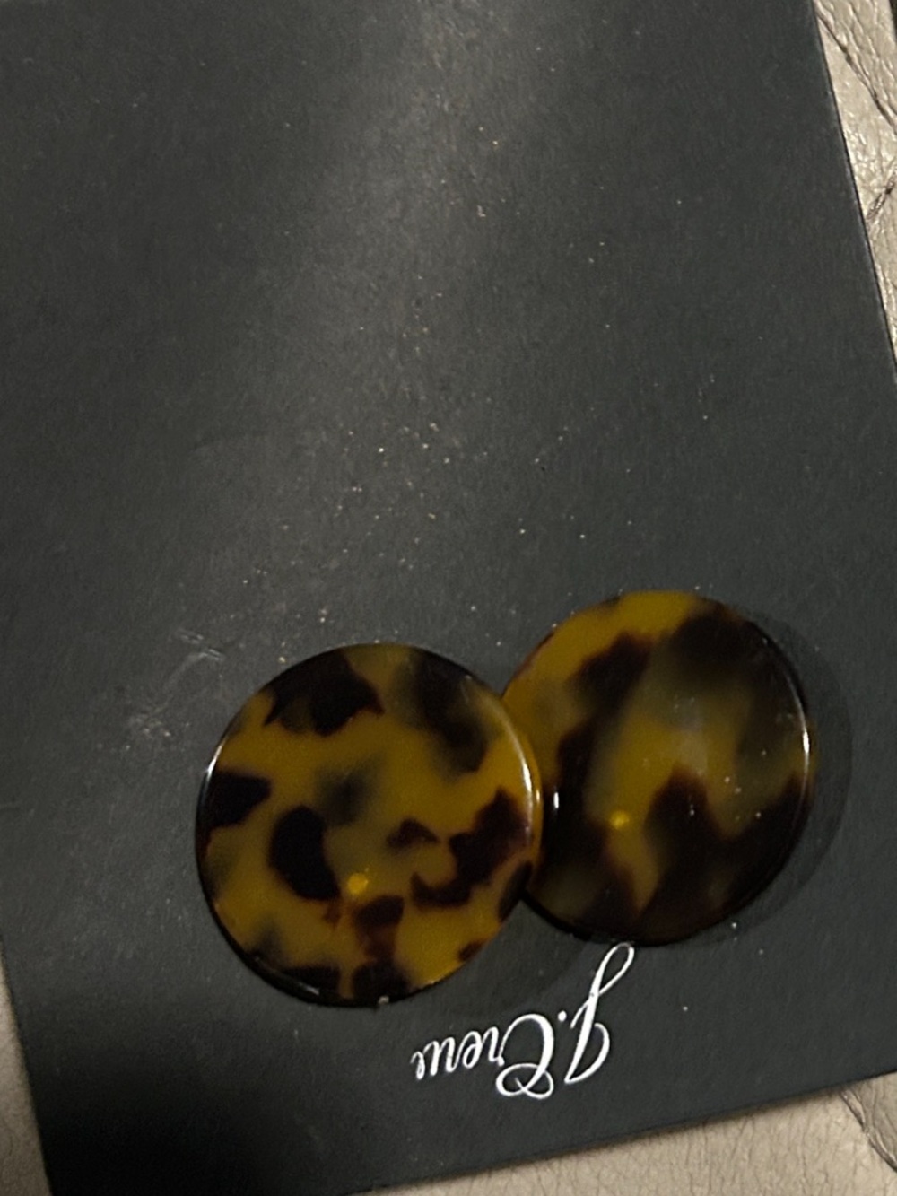 J. Crew Tortoiseshell Round Resin Stud Earrings in Brown /Black